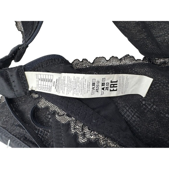 Intimissimi Pretty Flowers Blaconette Bra Black Lace Cup 36C Like New - Picture 7 of 9